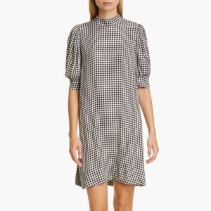 Ganni Gingham Print Crepe Dress